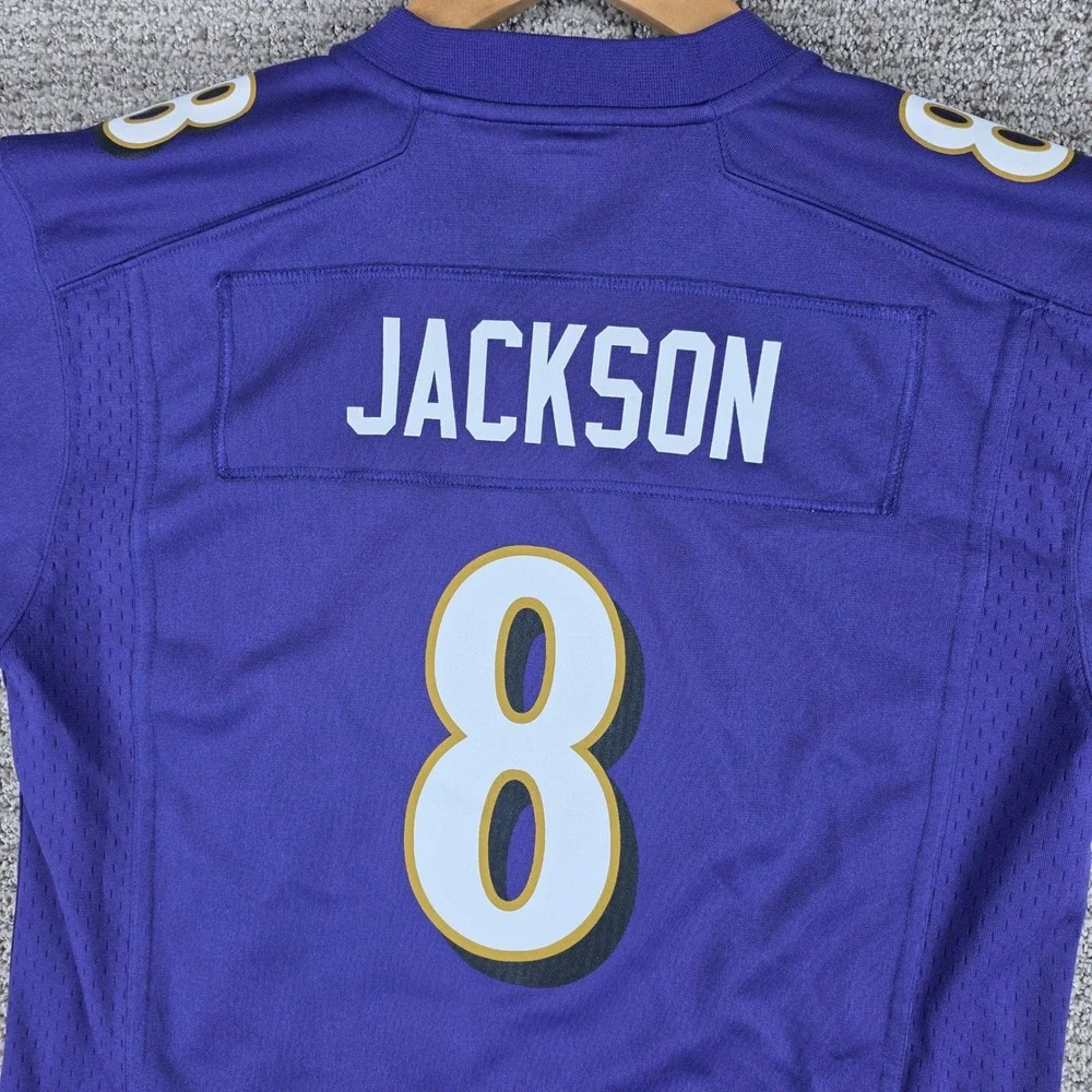 Nike Baltimore Ravens Lamar Jackson 8 NFL Jersey Womens L 14/16 Purple Football